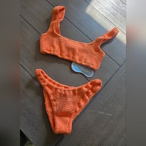Kut Swim Orange Krinkle Bikini Set